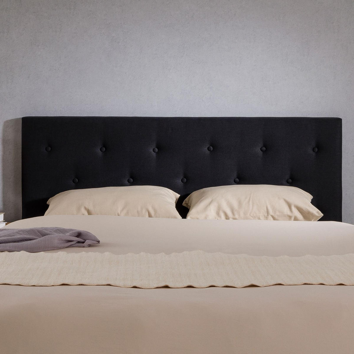 KOPFTEIL LULINE 160x190 cm schwarz - Schwarz, Textil (160/92/7cm) - IDIMEX