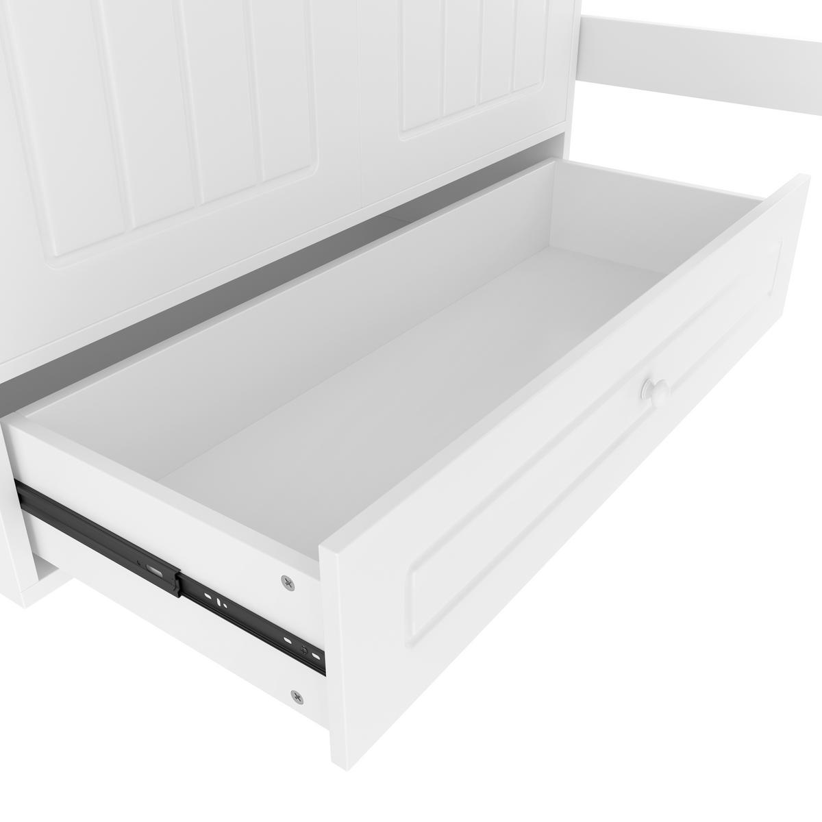 HOCHBETT 90/200 cm Weiß mit LED-Leuchten und Kleiderschrank - Weiß, Holz (90/200cm) - OKWISH