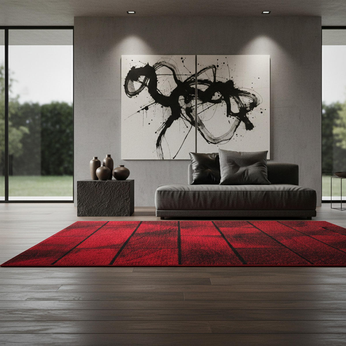 TEPPICH Kurzflor Geometrisch Polypropylen Wohnzimmer Rot Rechteckig 200x290 - Rot, Textil (200/290cm) - KADIMA DESIGN