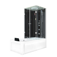 DUSCHE Wanne Kombination K05-L30-EC 180x90 - Schwarz, Glas/Kunststoff (90/225/180cm) - AcquaVapore by Sandra Jentho