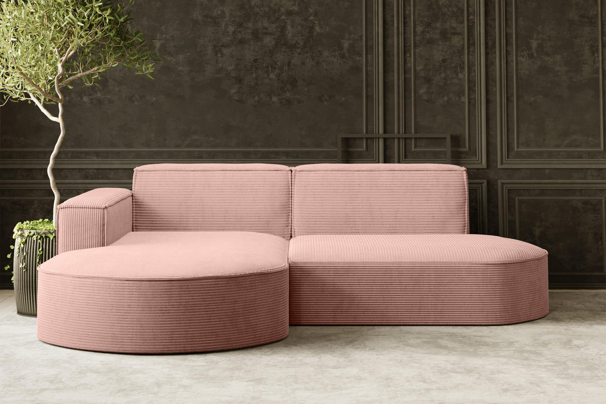 ECKSOFA Modena Studio, Cord Stoff Rosa Links - Rosa, Holzwerkstoff/Textil (165/236cm) - Kaiser Möbel