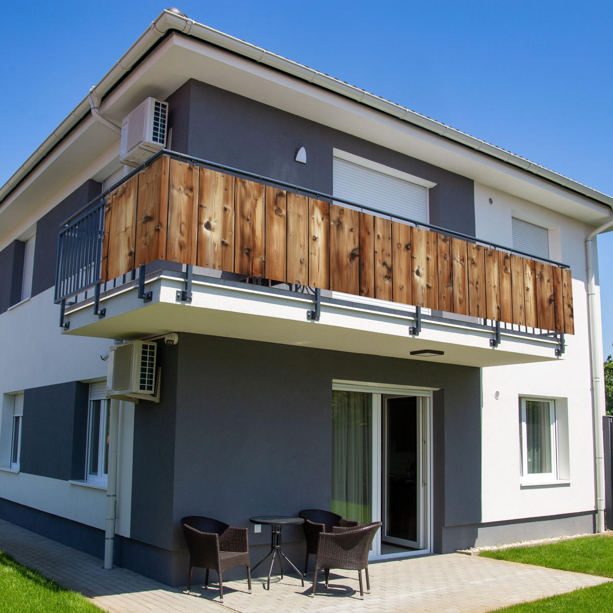 BALKON-SICHTSCHUTZ Holz - Regale - Braun - Buchefarben, Kunststoff (500/85cm) - MuchoWow