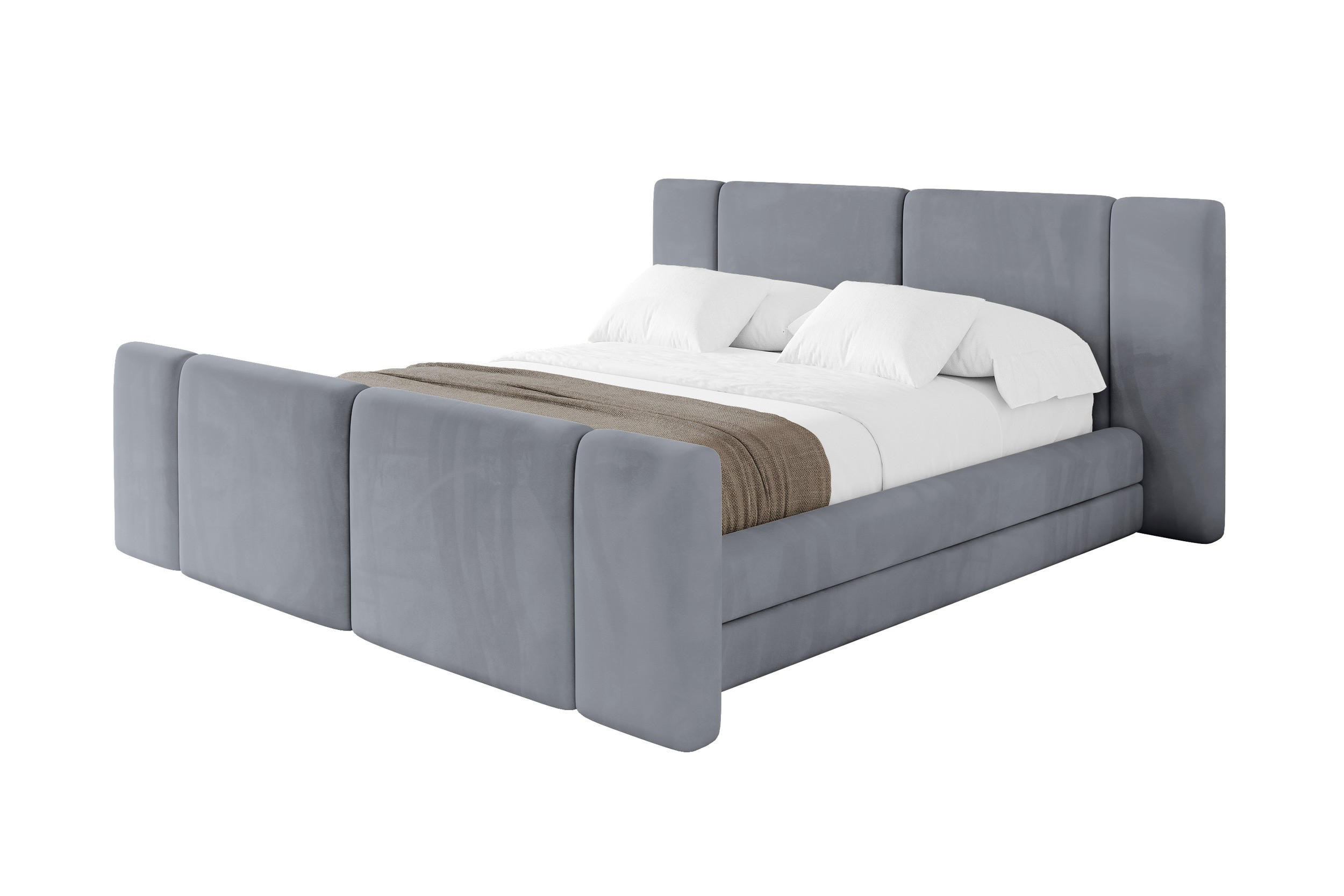 POLSTERBETT mit Bettkasten, Fußteil und Lattenrost, Bett mit Matratze H3/H4 - TEVO-Z 140x200 Grau - Grau, Holzwerkstoff/Textil (140/200cm) - ALTDECOR