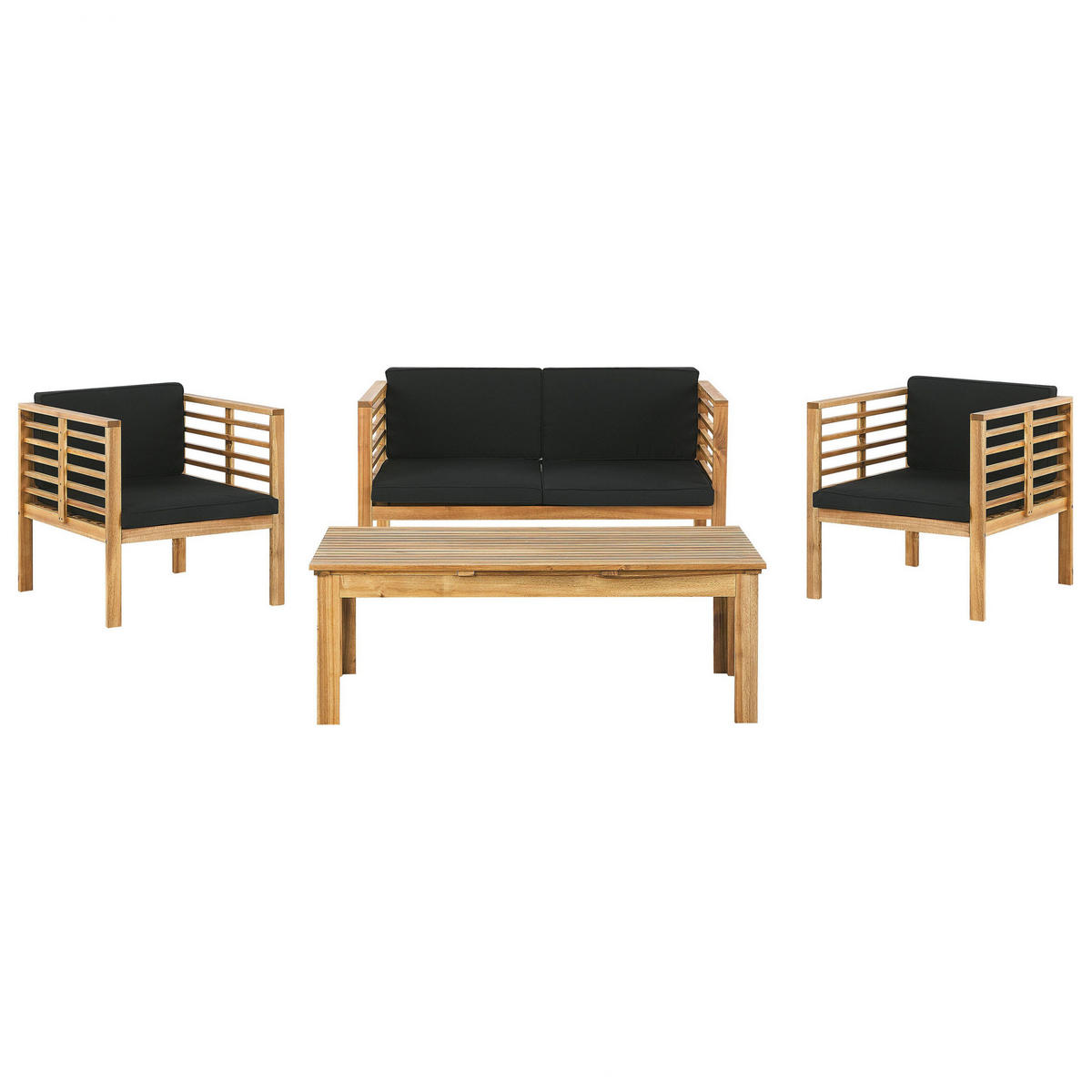 4-SITZER LOUNGE SET Akazienholz Hellbraun Pacific - Hellbraun, Holz - Beliani