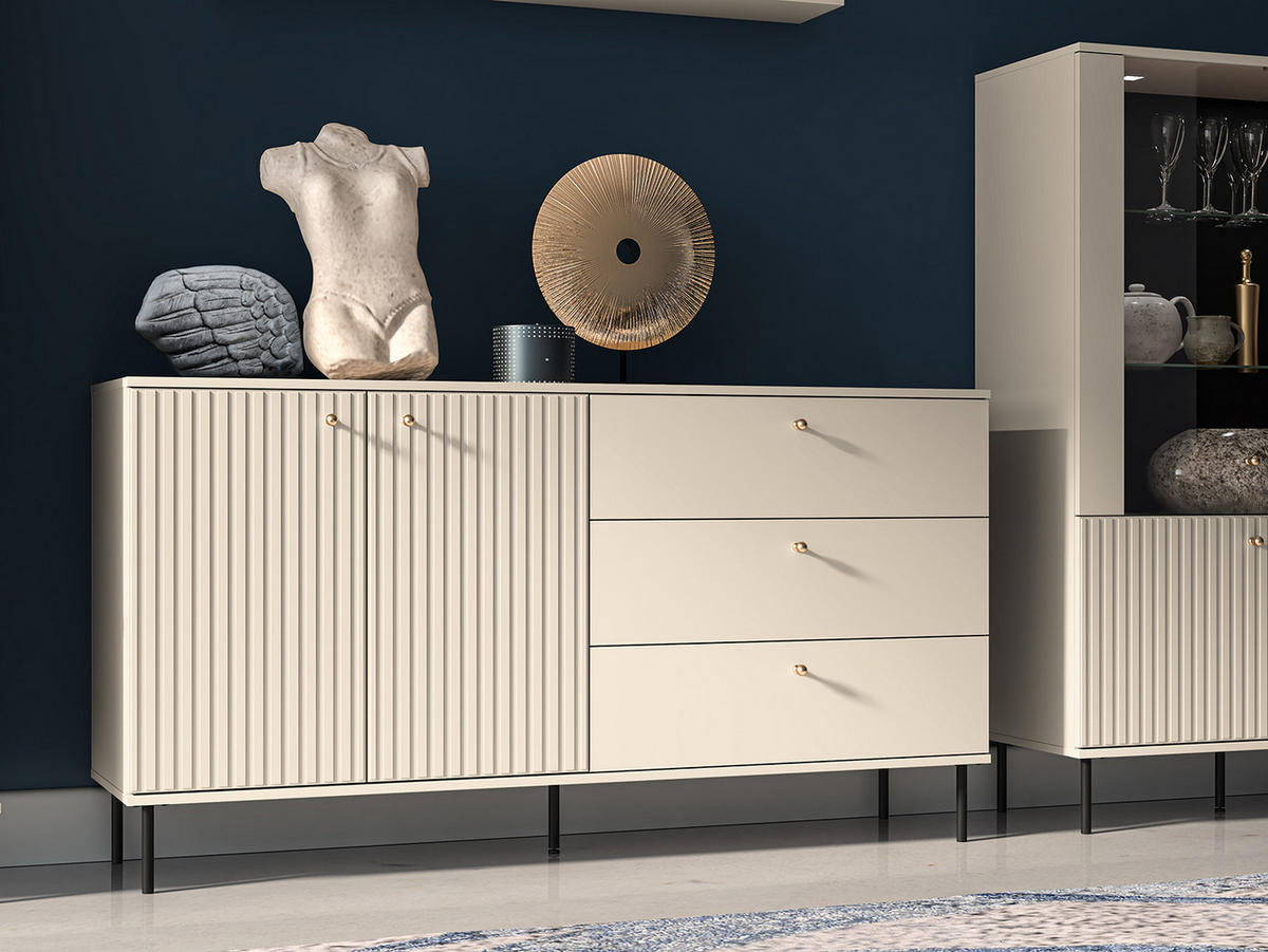 SIDEBOARD Sophie kaschmir matt 160 / 40 / 85cm - Kaschmir/Beige, Holz/Holzwerkstoff (160/85/40cm) - Feldmann-Wohnen