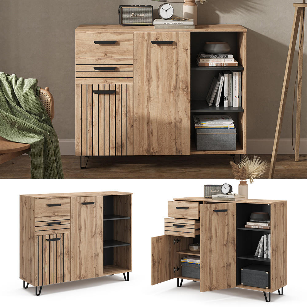KOMMODE Amber Braun 120.1 x 100 cm mit 2 Schubladen und 2 Türen - Braun, Holzwerkstoff (38/100/120.1cm) - Vicco