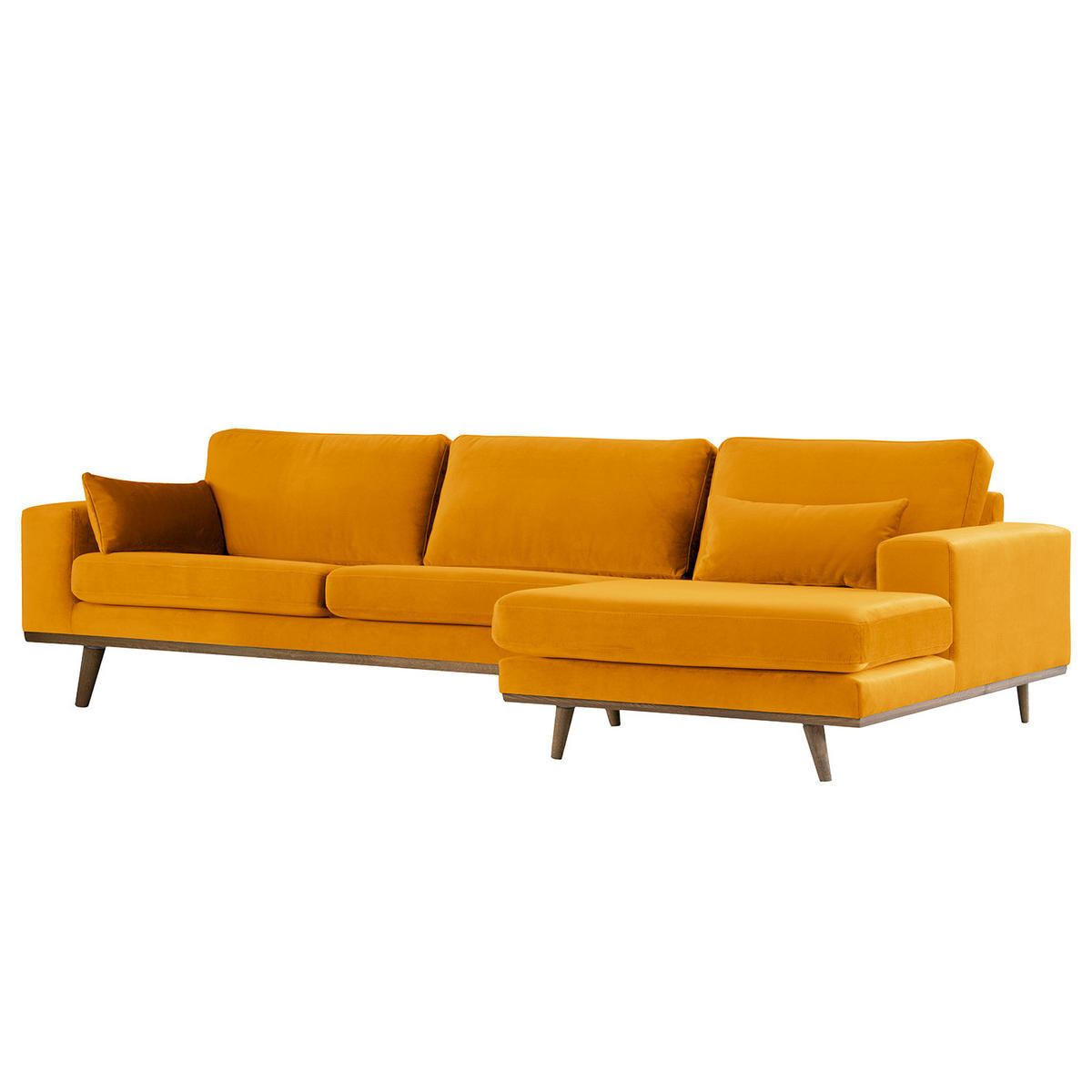 ECKSOFA mit Longchair - Eichefarben/Gelb, Eichenholz/Textil (281/153cm) - home24