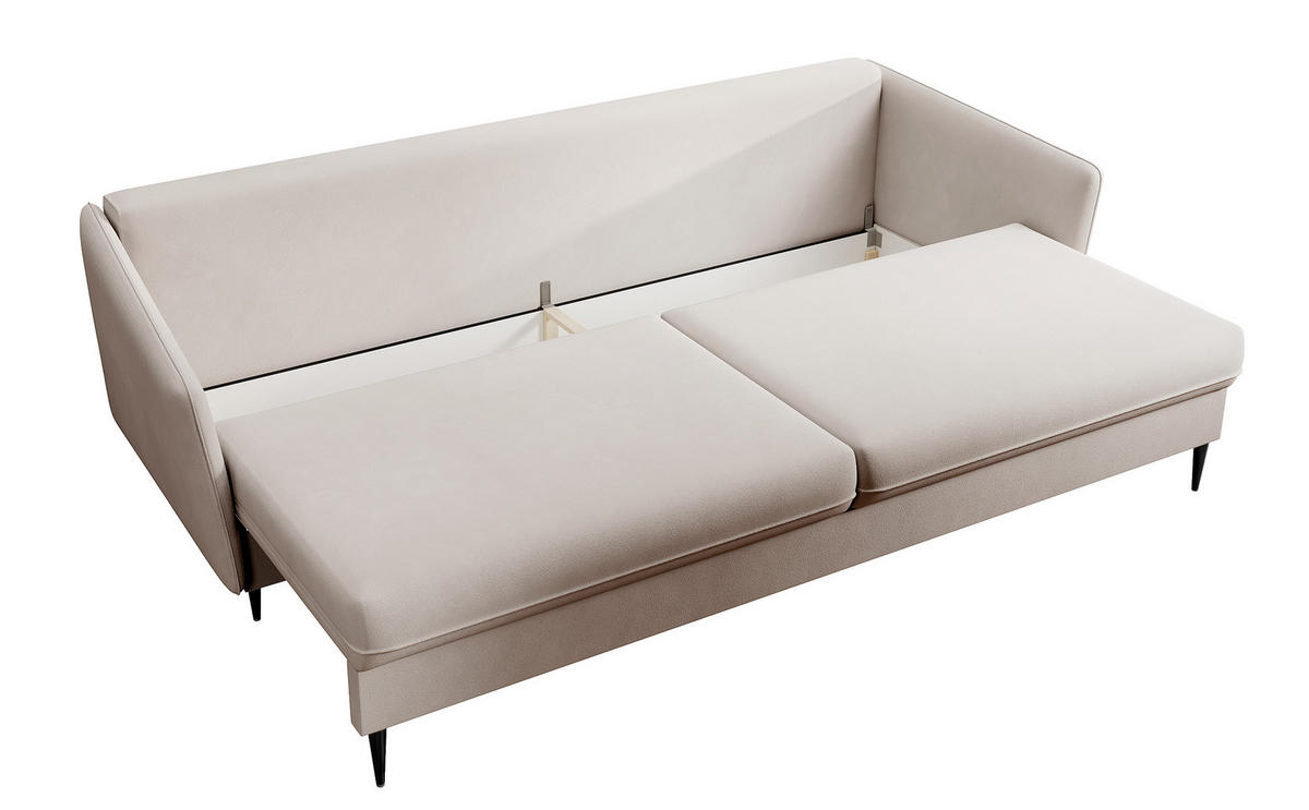 SCHLAFSOFA Volio Beige schwarzen Beinen - Beige/Schwarz, Textil/Metall (221/90/100cm) - Selsey