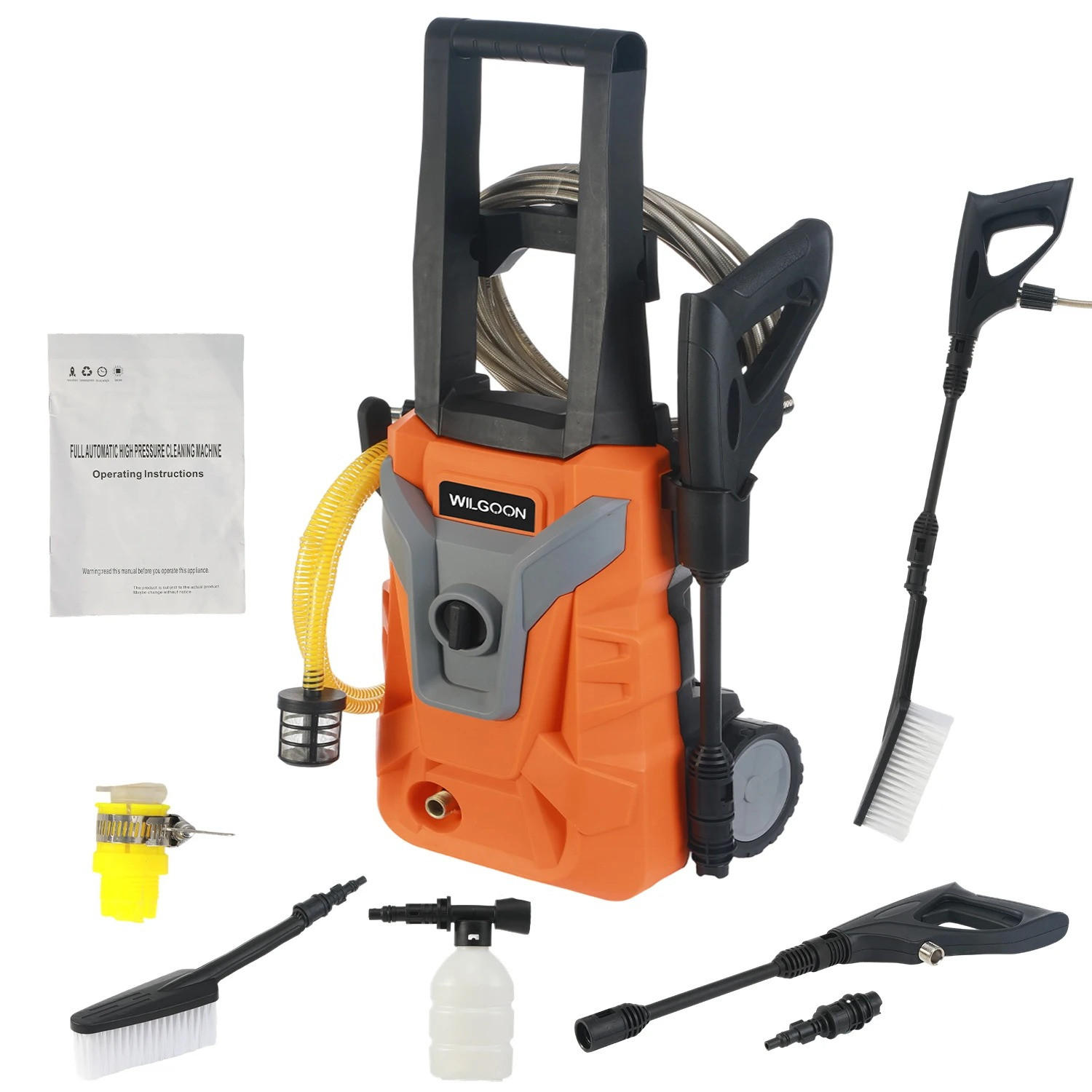 HOCHDRUCKREINIGER 2200W Orange, 2 Räder, Hochdruck-Luftpistole - Orange, Kunststoff (36/82/27cm) - Kaket