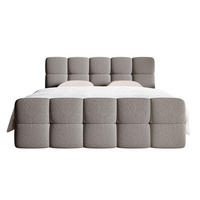 BOXBETT Cloudy Grau mit Bouclé-Bezug 140x200 cm - Schwarz/Grau, Holz/Textil (140/200cm) - Selsey