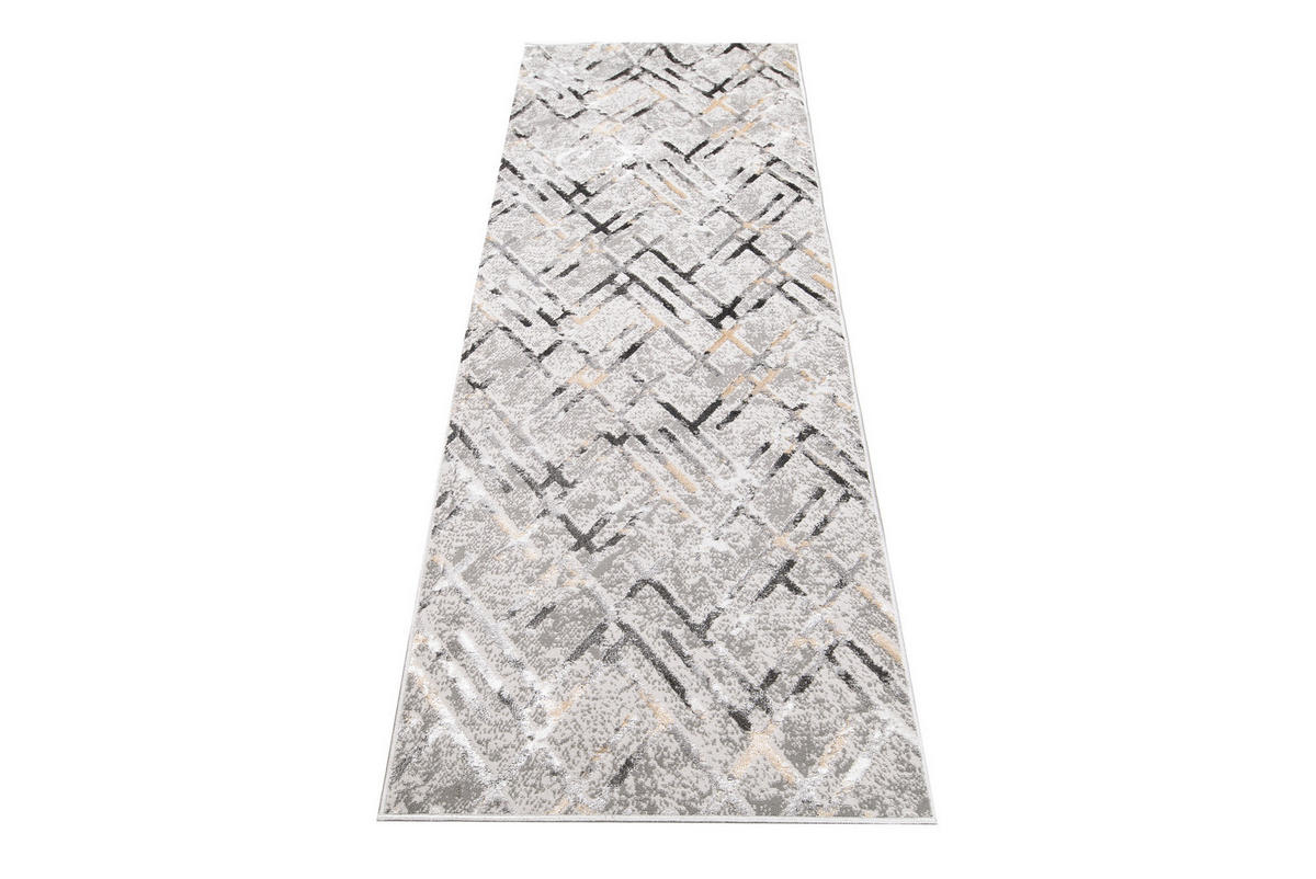 LÄUFER Crystal Hellgrau Marmor Optik 80/1300 cm - Hellgrau, Textil (80/1300cm) - Tapiso