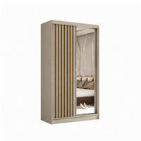SCHWEBETÜRENSCHRANK Erika 120 cm mit Lamellen und Spiegel 2-türig, kaschmir, artisan - Kaschmir/Eiche Artisan, Kunststoff (120/216/51cm) - Margaret Hadas24