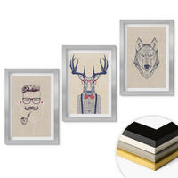 WANDBILDER 3er Set - 20x30 cm Silberner Rahmen - Stilvolle Tierporträts - Silberfarben, Kunststoff (20/30cm) - ArtPrintCave
