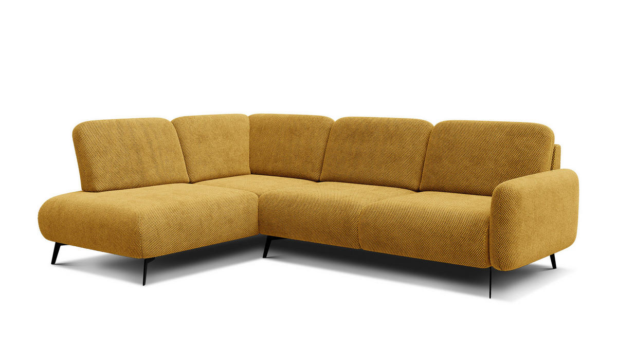 ECKSOFA FEBE 5-Sitzer links, dunkelgelb - Gelb/Schwarz, Holz/Textil (271/190cm) - Courtois Laville