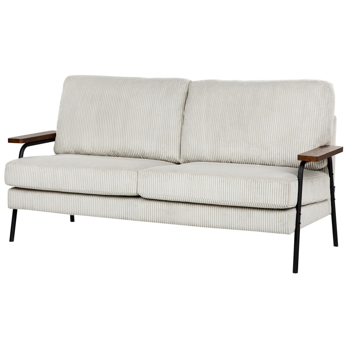 3-SITZER-SOFA Cord hellgrau Akranes - Dunkelbraun/Schwarz, Textil (181/89/80cm) - Beliani