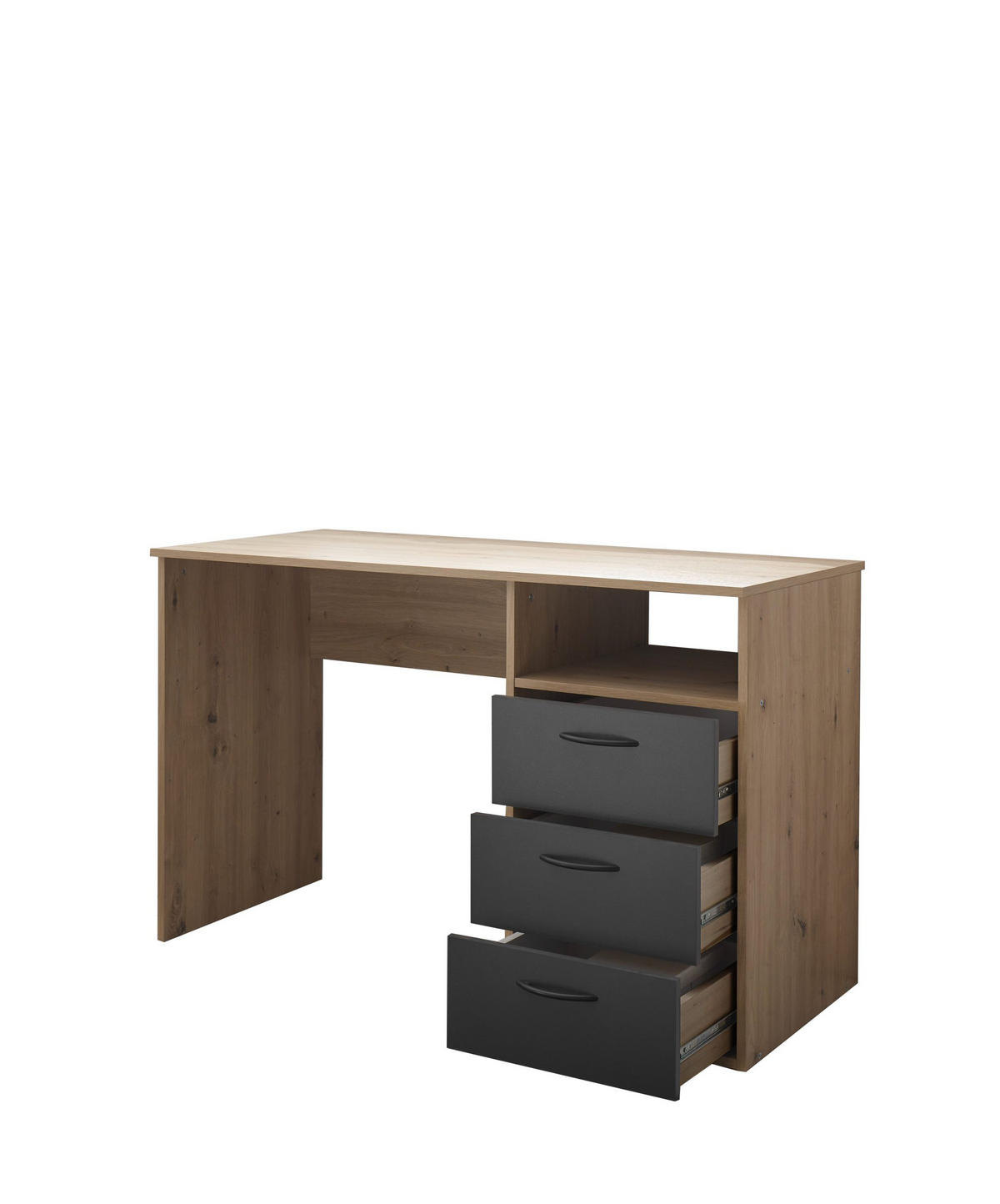 JUGENDZIMMER Liam in Artisan Eiche und Graphit 4 teilig - Braun, Holzwerkstoff (120/200/80cm)