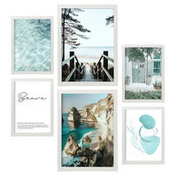 POSTER Set Mit 6 Türkises Wasser A3 & A4 Weißer Rahmen - Weiß, Papier (29/3cm) - Nacnic