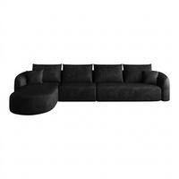 ECKSOFA 336/168/85 cm Schwarz Chenille mit Chaiselongue, Linke Seite - Schwarz, Textil (336/168cm) - Oxeza