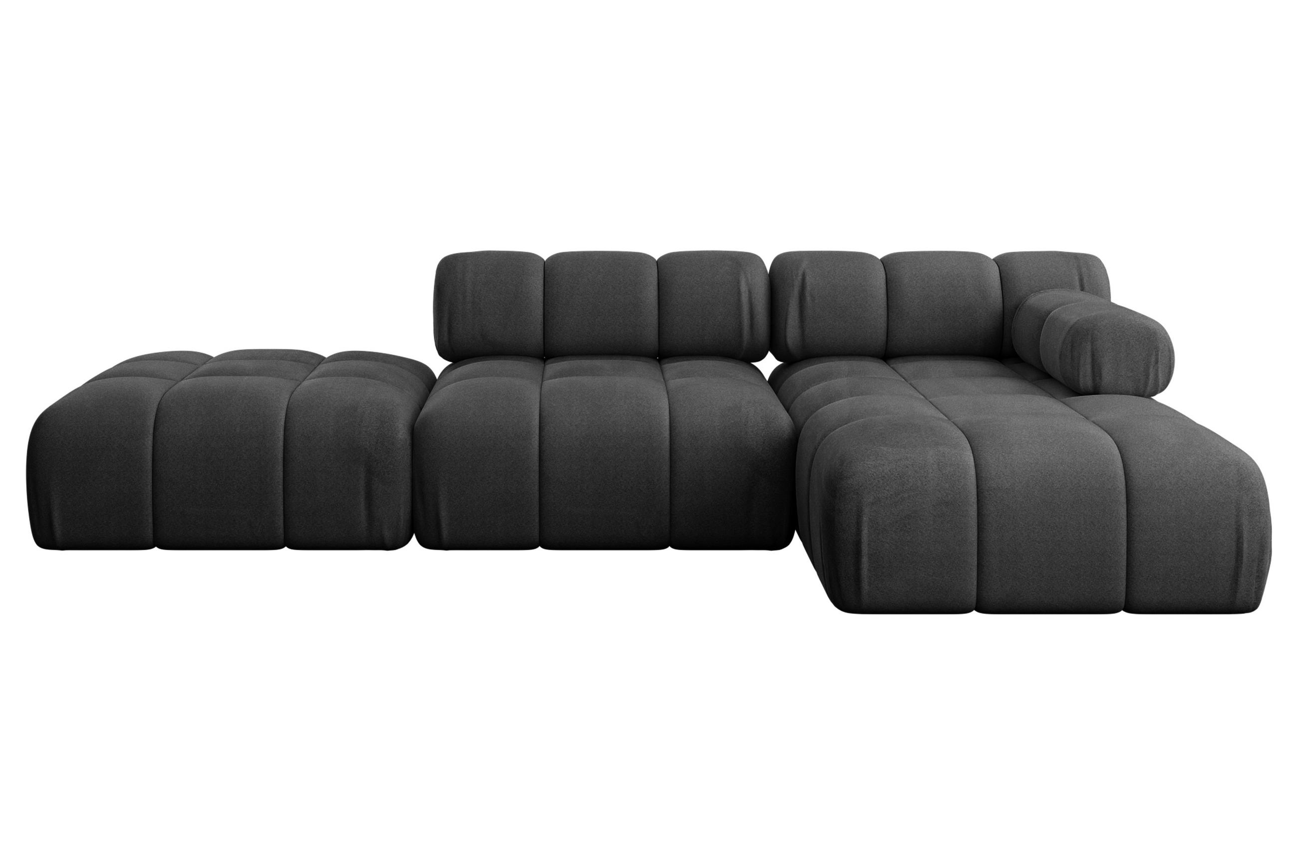 ECKSOFA modulares Sofa Lizur-L1 - 285x160x70 cm Schwarz Velours - Schwarz, Holzwerkstoff/Textil (285/160cm) - ALTDECOR