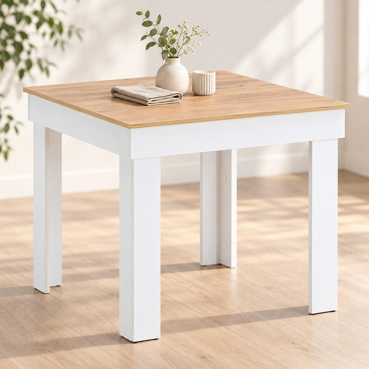 ESSTISCH in Naturfarbe 80/80/73 cm Holz - Weiß/Naturfarben, Holzwerkstoff (80/80/73cm) - Homestyle4u