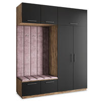 GARDEROBENSCHRANK REMA 200/240/60 cm Modern Garderobe-Set Eiche Lefkas - Eichefarben/Lila, Holzwerkstoff (200/240/60cm) - MASSENO