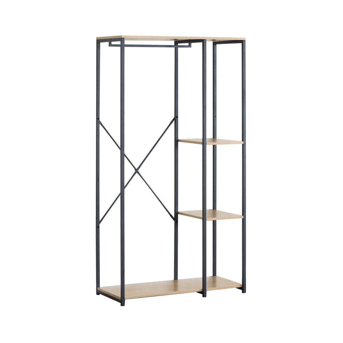 SCHRANK offen Schwarz 40/40/167 cm - Schwarz, Metall (40/167/40cm) - Mobili Rebecca