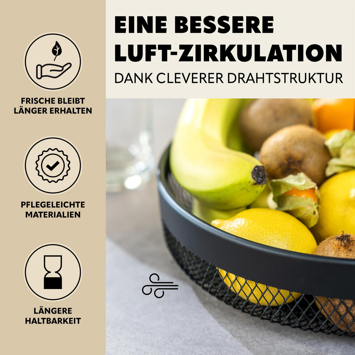 OBSTKORB, schwarz, Metall - Schwarz, Metall (31.5cm) - eluno