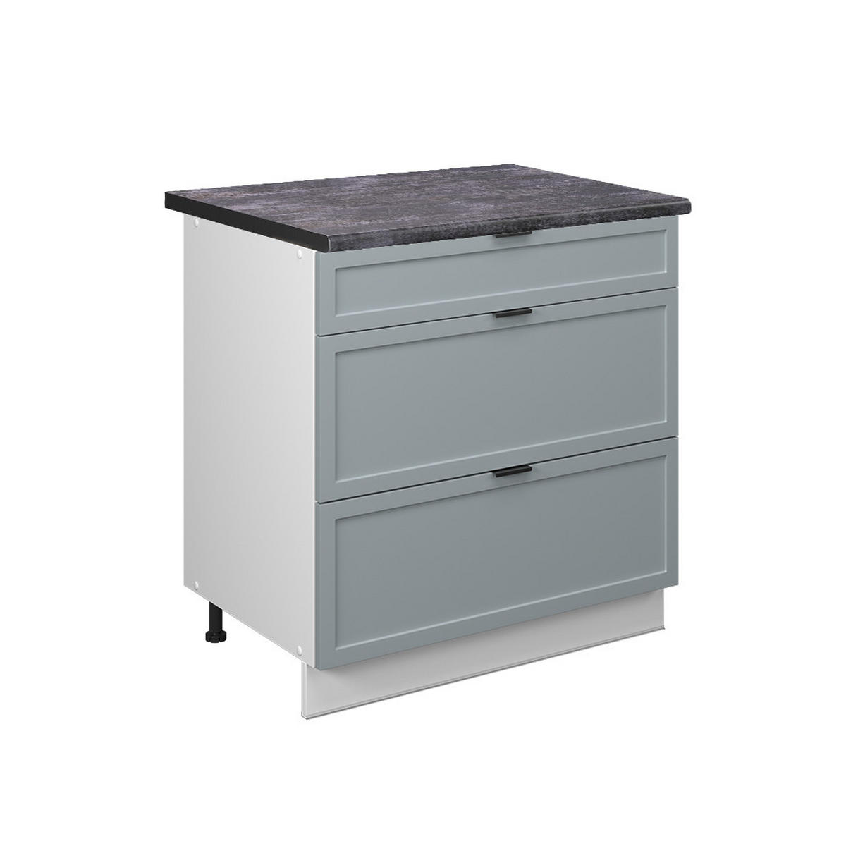 KÜCHENUNTERSCHRANK Fame-Line Hellblau-grau 80 cm mit 3 Schubladen AP Anthrazit - Blaugrau/Weiß, Holzwerkstoff (80/82/60cm) - Vicco