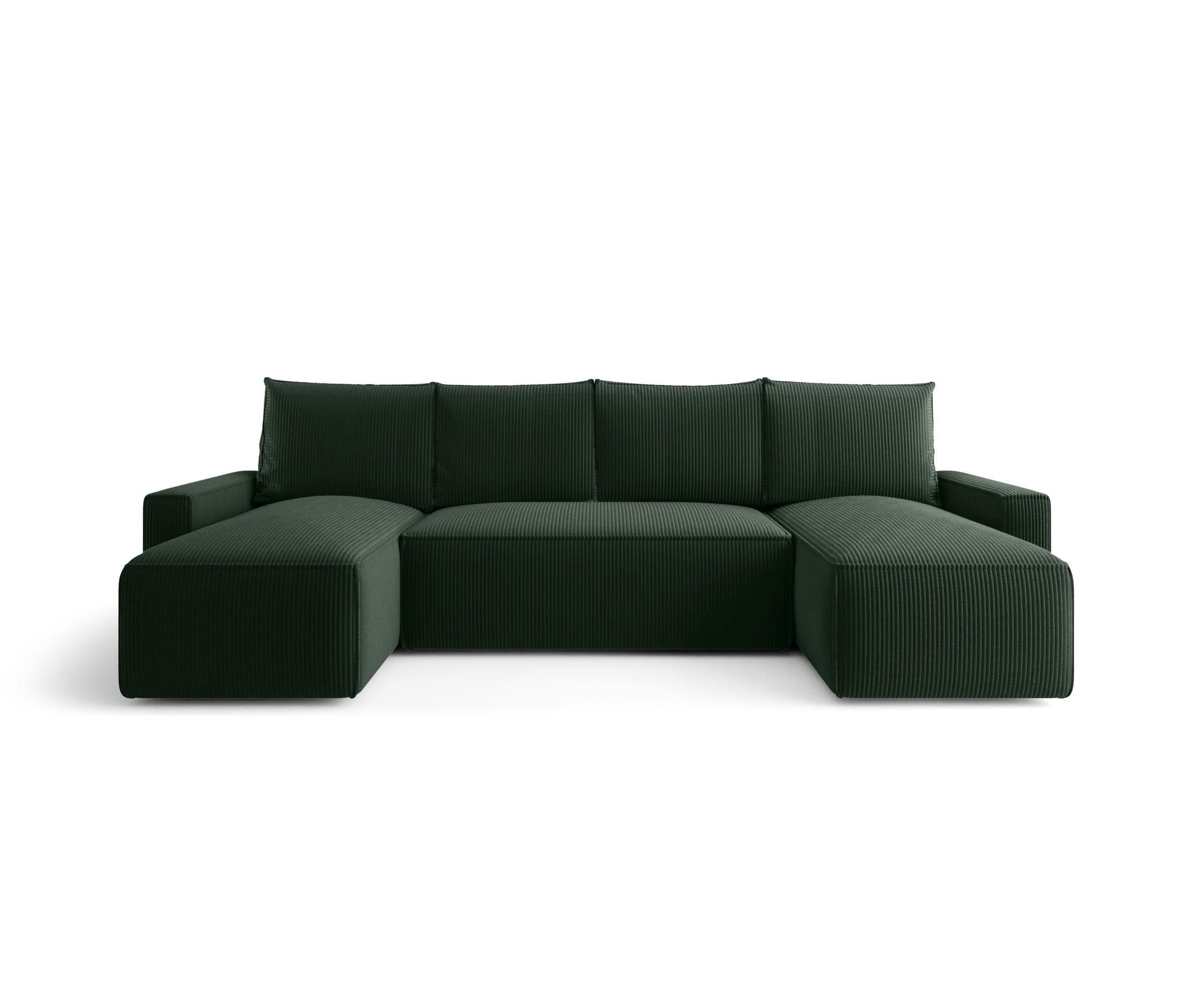 WOHNLANDSCHAFT mit Schlaffunktion SAVIO U Poso 14 - Dunkelgrün, Textil (300/75/140cm) - Bedante