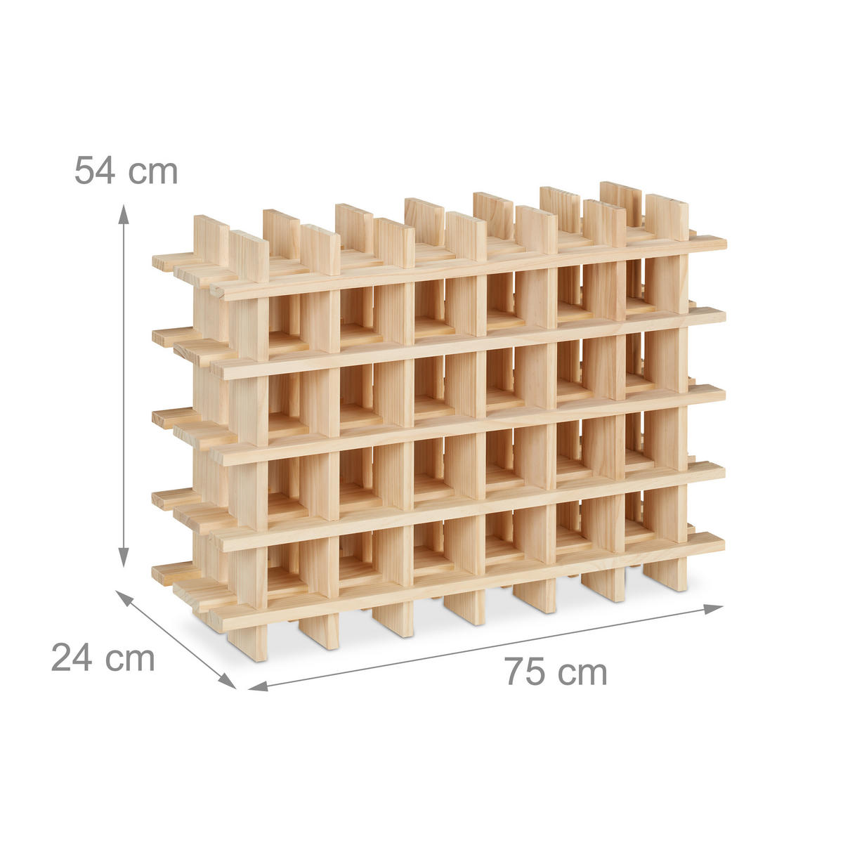 WEINREGAL - Hellbraun, Holz (75/54/24cm) - Relaxdays