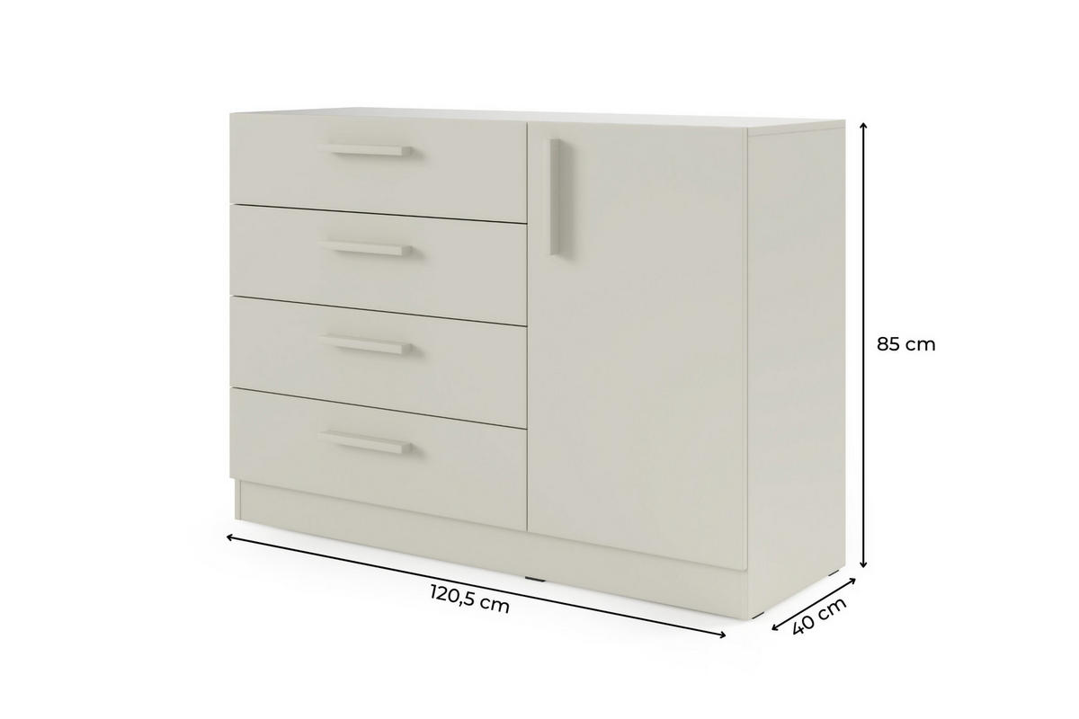 KOMMODE BRISSO BRK2 120,5/85/40 cm in Kaschmir - Kaschmir, Holzwerkstoff (121/85/40cm) - Deine Möbel 24