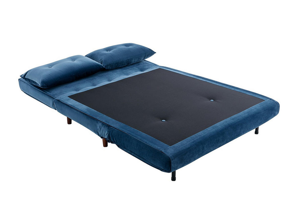 SOFA 2-Sitzer mit Schlaffunktion - Samt - Dunkelblau - URIBIA - Blau, Textil (121/81/91cm) - Vente-Unique