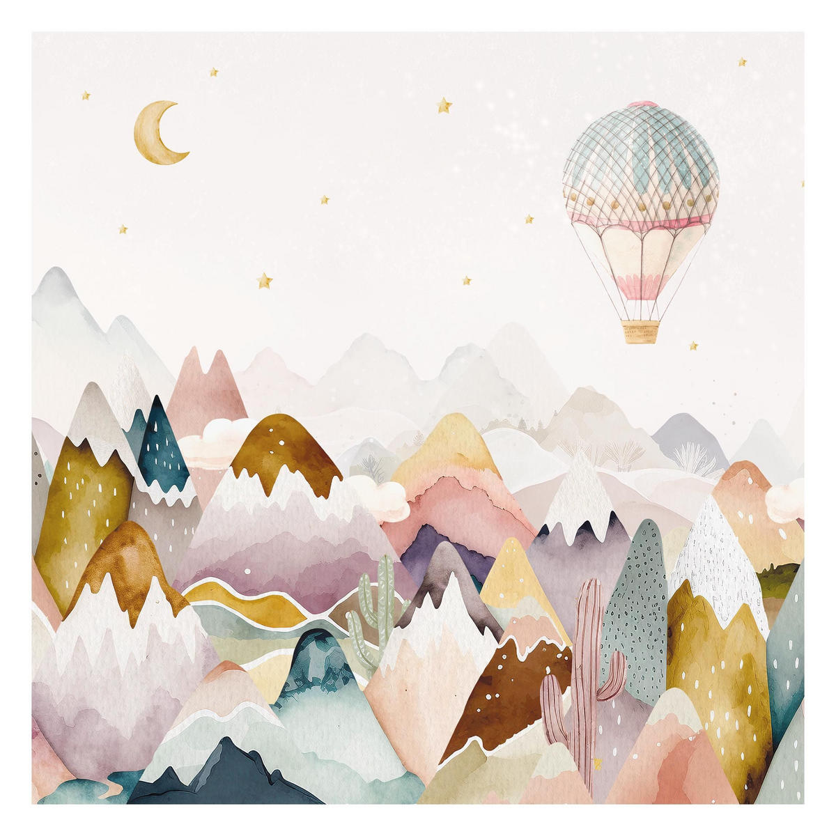 FOTOTAPETE Boho Berglandschaft 240/240 cm - Multicolor, Papier (240/240cm) - Bilderwelten