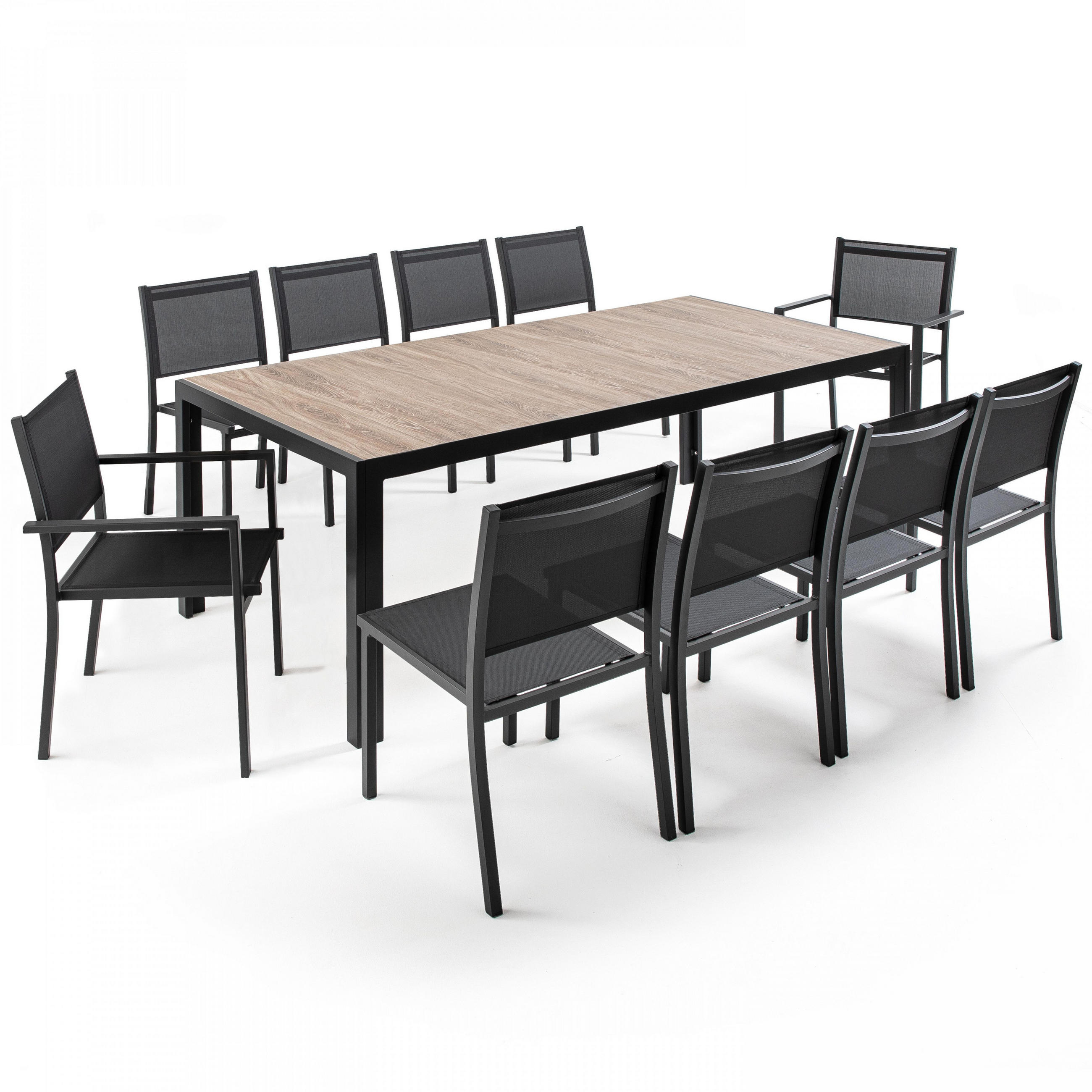 GARTENSET, Holz/Grau - Grau, Metall - Oviala