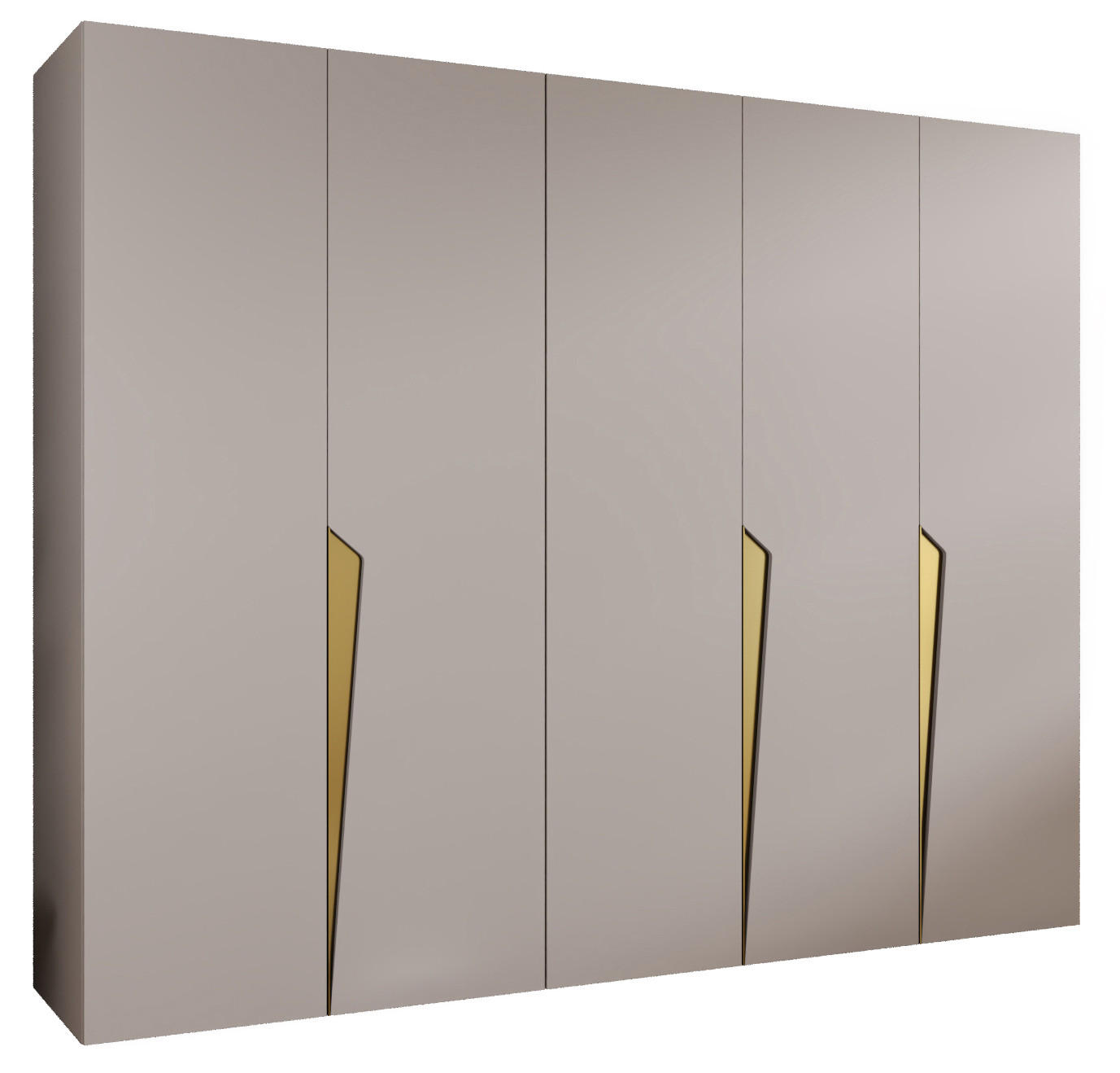 DREHTÜRENSCHRANK 202/250/52 5-türig - Beige/Goldfarben, Holz/Metall (250/202/52cm) - Abiks Möbel