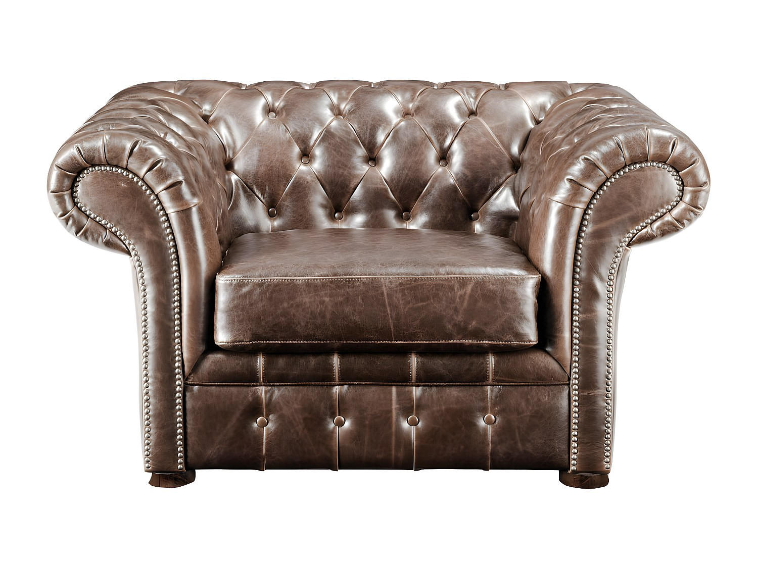 SESSEL mit gerader Rückenlehne - 1 Person - Leder - Schokoladenbraun - - Braun, Leder (127/73/90cm) - Vente-Unique
