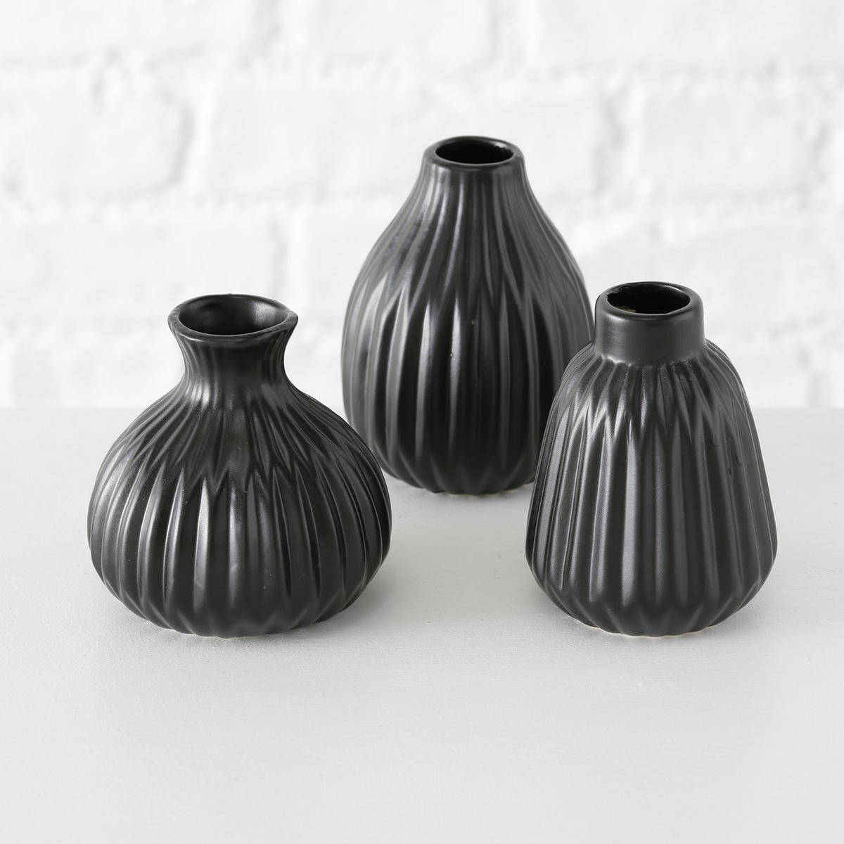 KERAMIKVASE Esko 9/9/12 cm - Schwarz, Keramik (12cm) - Boltze Home