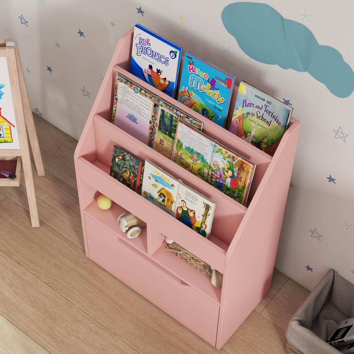 KINDERREGAL DE-17231 3 Ebenen mit Schublade Rosa - Pink, Metall (60/90/29.9cm) - ComfortXL