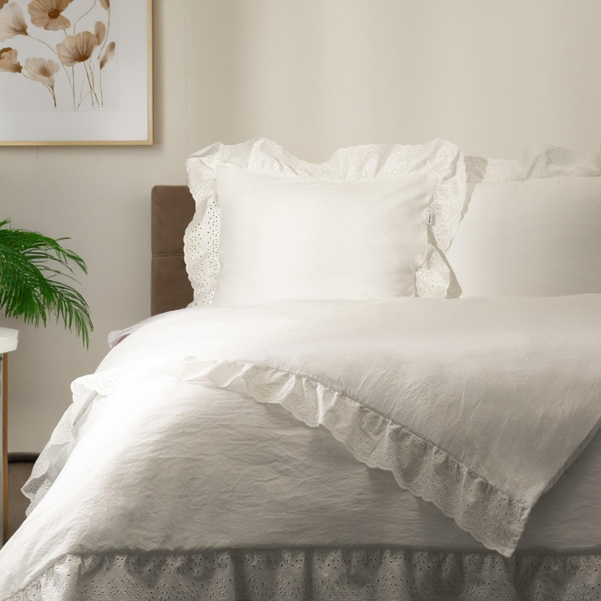 BETTWÄSCHE Morain weiß mit Spitze 160/200 cm - Weiß, Textil (160/200cm) - Homla