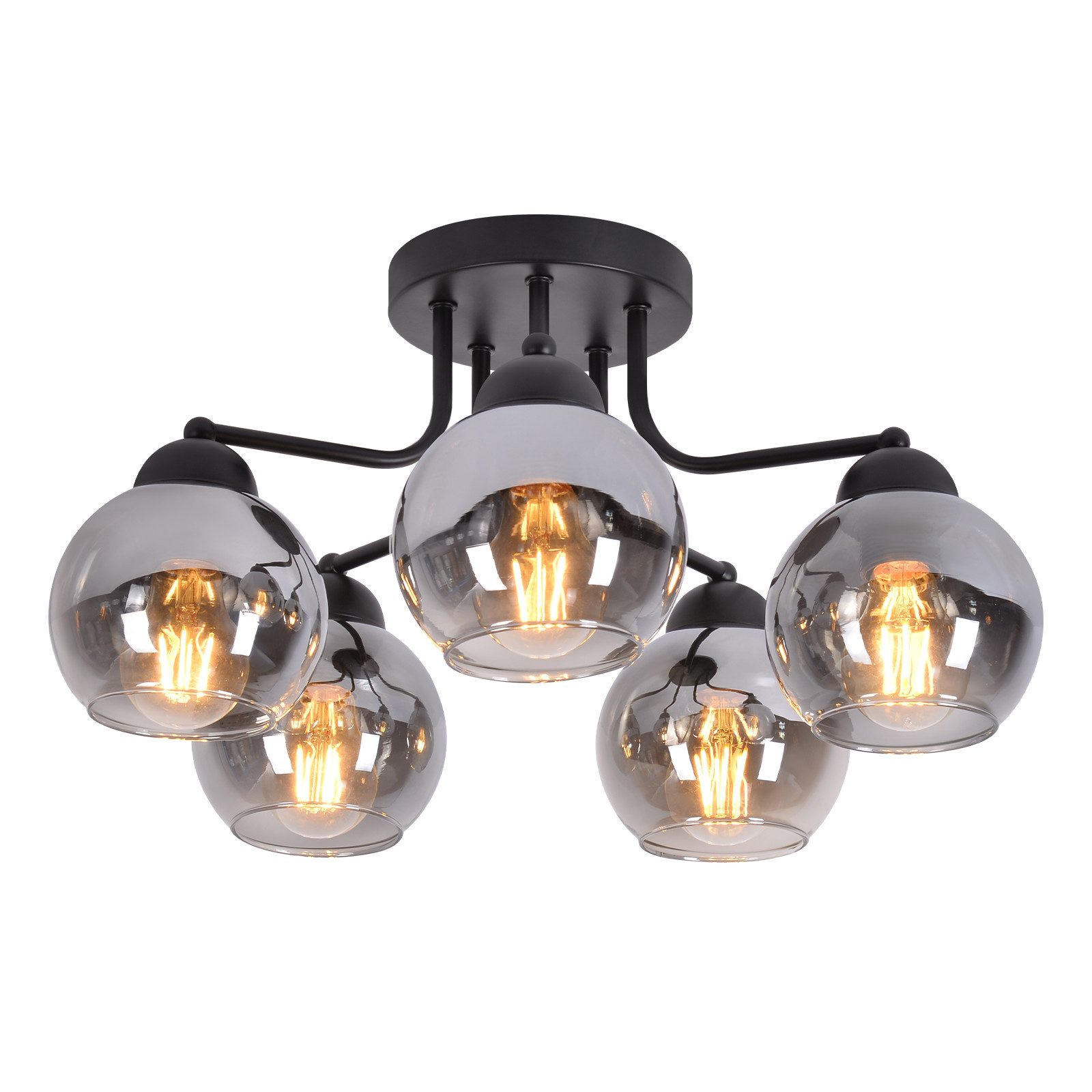 DECKENLEUCHTE Mackay 38/25.6/38cm - Schwarz, Glas (25.6/38/38cm) - Nettlife