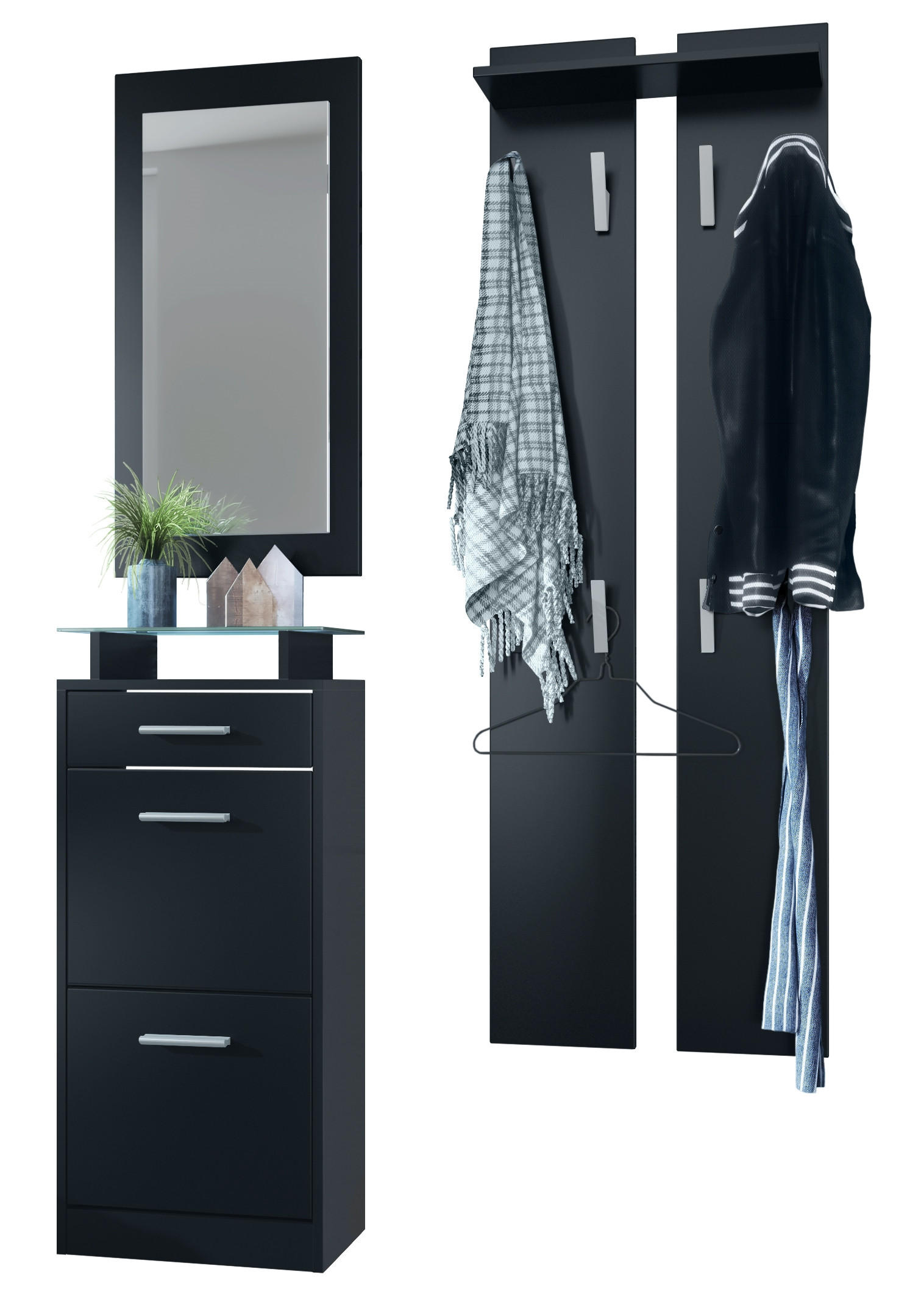 GARDEROBE Loret Front in Schwarz matt - Schwarz, Holzwerkstoff (140/200/23cm) - Vladon