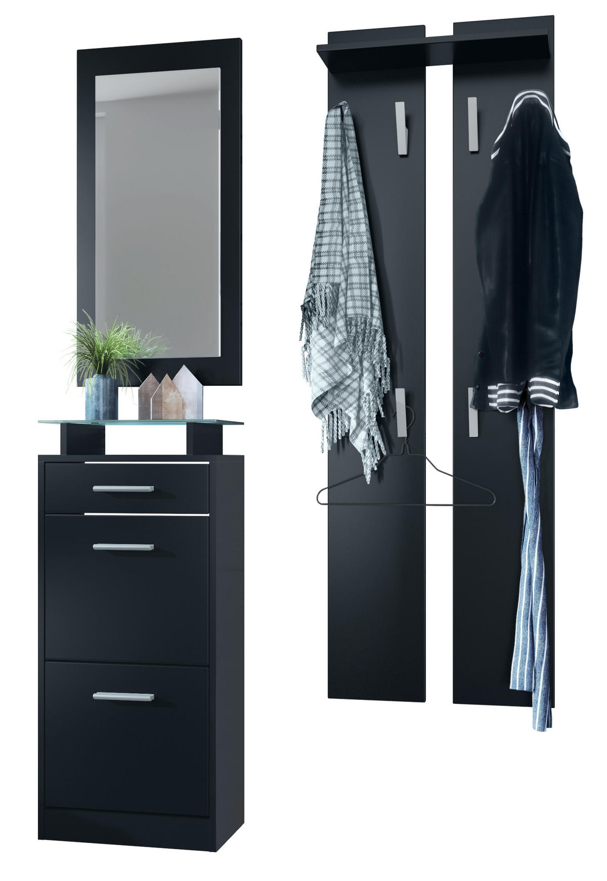 GARDEROBE Loret Front in Schwarz matt - Schwarz, Holzwerkstoff (140/200/23cm) - Vladon