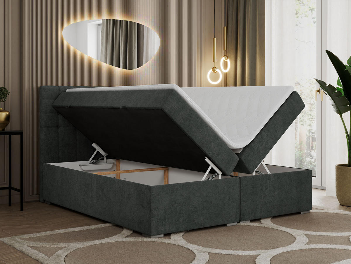 BOXBETT SUSAN 120/200 Dunkelgrau Struktur - H3 - Dunkelgrau, Holz/Textil (120/200cm) - MKS
