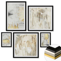 WANDBILDER 5er-Set - 50x50 cm & 20x30 cm & 40x60 cm Schwarzer Rahmen - Abstrakte minimalistische Muster - Schwarz, Kunststoff (40/60cm) - ArtPrintCave