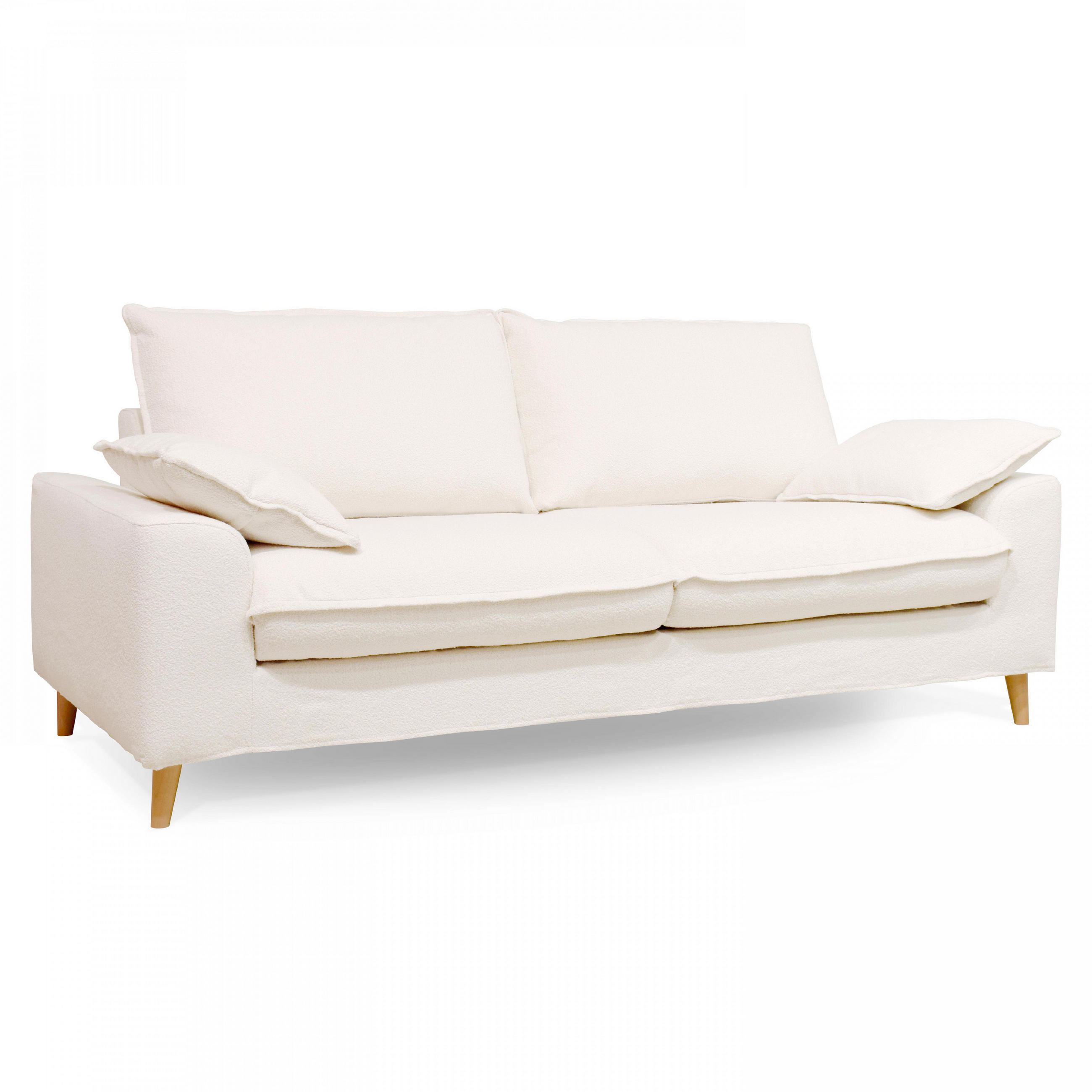 3-SITZER-SOFA, Stoff, Weiß - Weiß, Textil (97/88/205cm) - Oviala