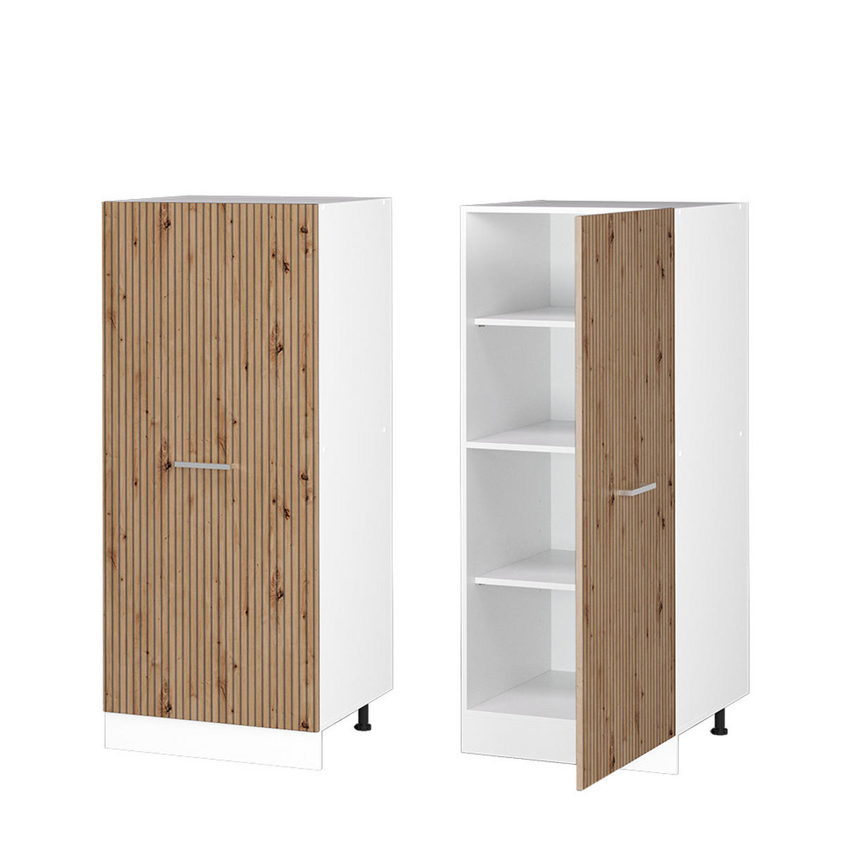 VORRATSSCHRANK R-Line Artisan-Eiche 60 cm - Weiß/Eiche Artisan, Holzwerkstoff (60/143/57cm) - Vicco