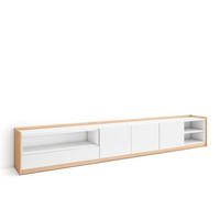 TV-SCHRANK, Lowboard, Weiß und Eiche Soft, 310/37/50cm - Weiß, Holzwerkstoff (310/50/37cm) - Skraut Home