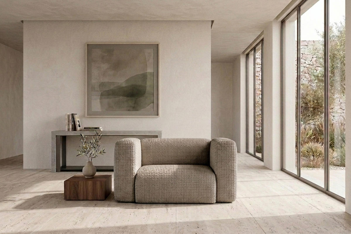 WOHNZIMMERSESSEL aus Chenille-Stoff Cremona, Beige, GRETA - Beige, Holz (137/70/89cm) - Kaiser Möbel