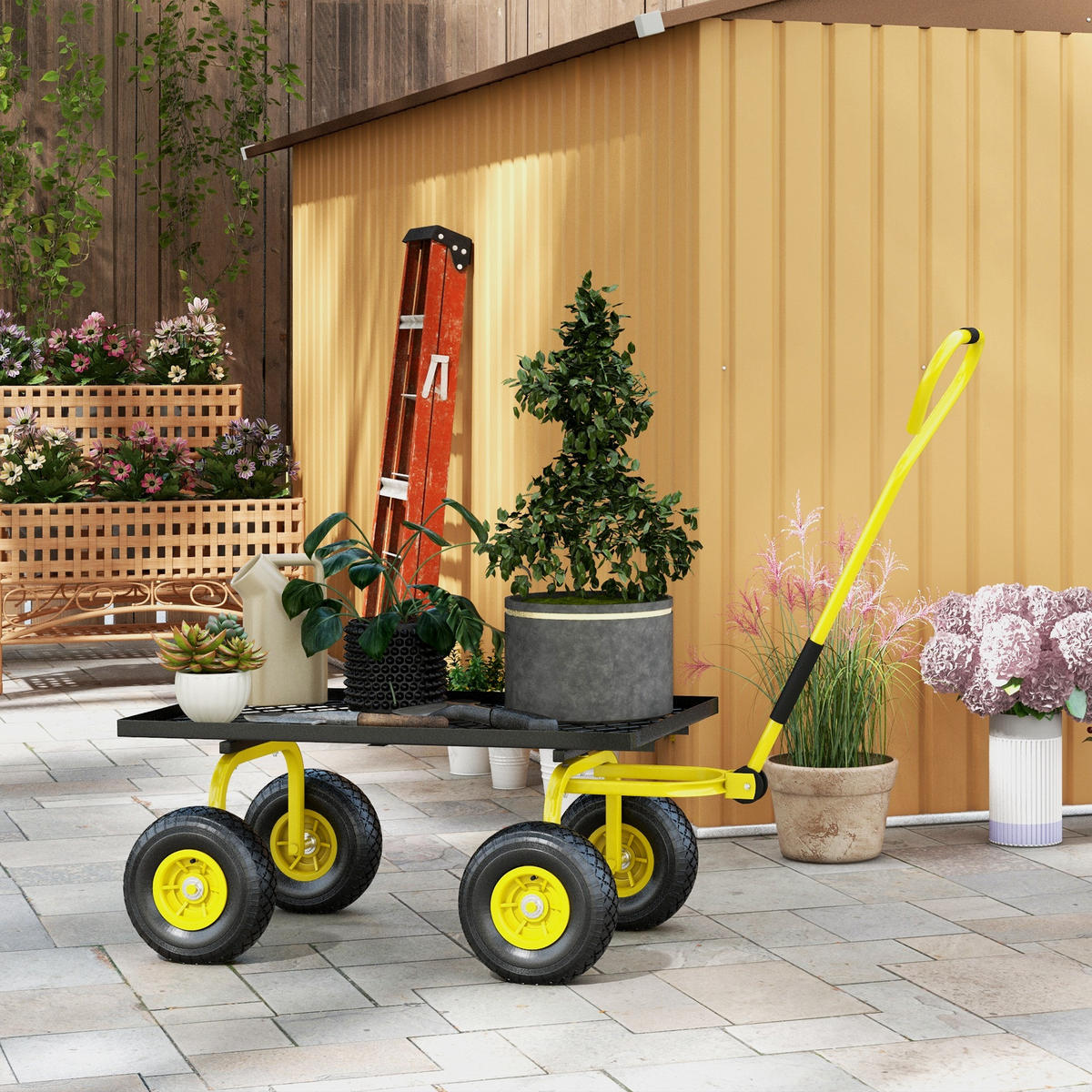 TRANSPORTWAGEN DE-17583 150 kg, 4 Luftreifen Gelb - Gelb, Metall (48.5/100/94cm) - ComfortXL