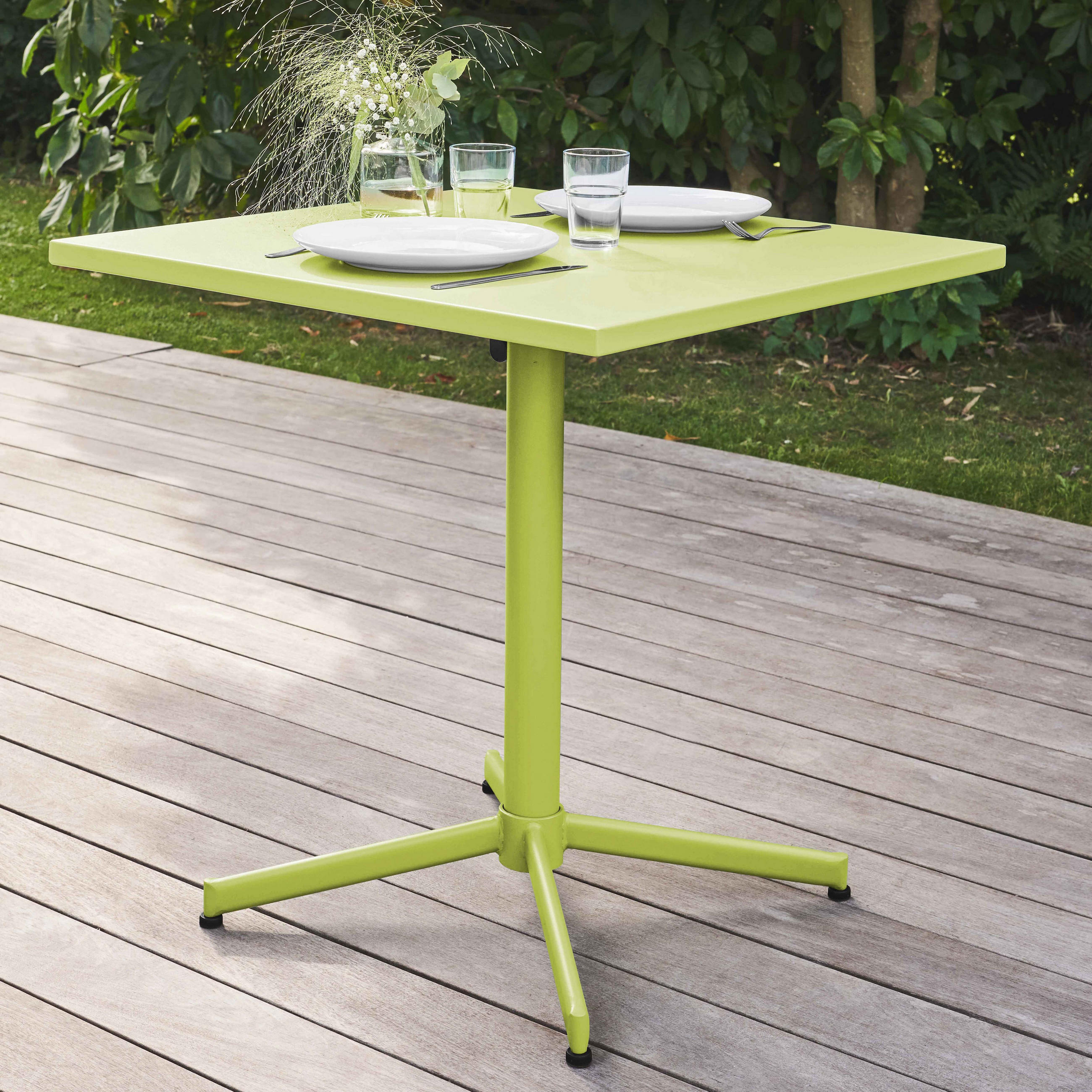 GARTENTISCH , klappbar, Grün - Grün, Metall (70/70/72cm) - Oviala